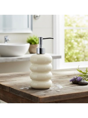 Happy Trend Beyaz Bubble Design Cam Sıvı Sabunluk - 450 ml Kabartmalı Şık Banyo ve Mutfak Sabunluğu (7X12 Cm) (5064 - Beyaz)