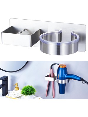 Happy Trend Kurutma Makinesi Tutacağı Duvara Monte Edilmiş, Banyo Için Saç Aleti Düzenleyici, Yapışkanlı Fön Kurutma Makinesi Tutacağı, Paslanmaz Çelik Saç Kurutma Makinesi Askısı Saç Düzleştirici
