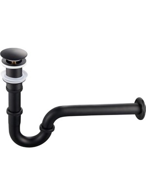Happy Trend Pop-Up Basmalı Paslanmaz Çelik Metal Lavabo Sifonu KSF101 (Mat Siyah)