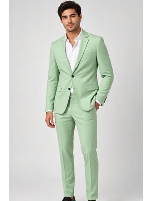 Sabri Zengin Erkek Slim Fit Poliviskon Kumaş 2 Parça Takım Elbise