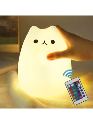 Happy Trend Lambası, Uzaktan Kumandalı Silikon Kitty Gece Lambası Çocuklar Yeni Yürümeye Başlayan Bebek Kızlar Için Şarj Edilebilir Sevimli Kawaii Gece Lambası (Popurlarity Kitty)