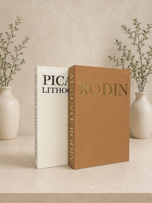 Lumeya Home Rodin & Picasso 2’li Dekoratif Kitap Kutu Seti – Hardal ve Beyaz