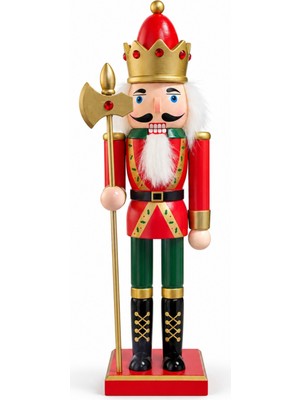 CoverZone 30 cm Nutcracker Ahşap Asker Fındıkkıran Yılbaşı Noel Dekoru, Kurşun Asker Figürü, Masaüstü Vitrin ve Ev Süsü, Mz-Th1