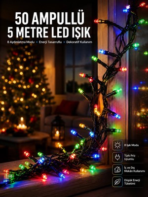 Çetiner Group Mey Ithalat® Karışık Renk Pilli LED Işık Çok Fonksiyonlu Enerji Tasarruflu 5 Metre