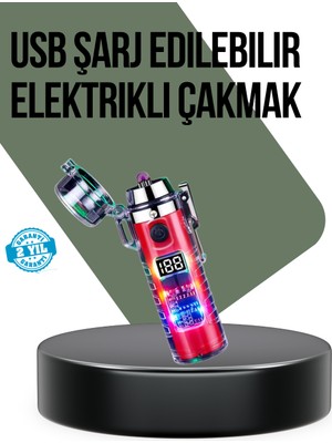 Güç Göstergeli Şarjlı Fenerli USB Elektrikli Çakmak