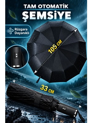 Fitfiyat 10 Tel Tam Otomatik Aç Kapa Unisex Rüzgara Dayanıklı Şemsiye