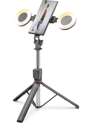 sbodurhome Telefon Tripodu ve Selfie Çubuğu Çift LED Bluetooth Kumandalı 182 cm Siyah ND1033