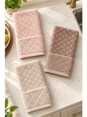 Gonca Kristal Desenli Havlu 30X50 cm 3'lü Set %100 Pamuk