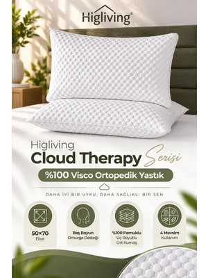 Higliving Cloud Therapy %100 Visco Ortopedik Visko Yastık 50X70X20 - Baş Boyun Desteği 1 Adet