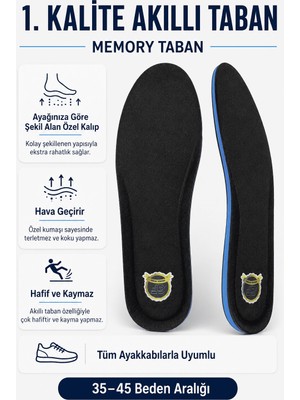Zapatos JY001 Memory Foam Hafızalı Darbe Emici Konforlu Ayakkabı Tabanlığı (Kadın/erkek) Siyah