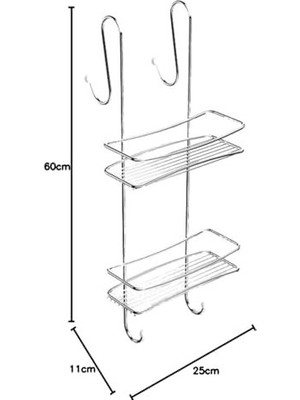 Prime Tekno-Tel BK065 2 Katlı Duş Rafı Sabunluk, 11 x 25 x 60 Cm, Krom