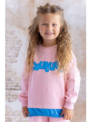 Zeyland Kız Çocuk Paraşüt Kumaş Garnili Baskılı Sweatshirt