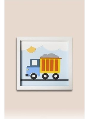 Prime Kamyon Temalı Katmanlı Mdf - Çocuk ve Bebek Odası Duvar Tablosu 33X33X2.5 cm