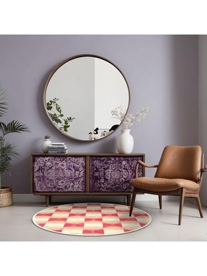 Prime Fatan Kadife Kaymaz Pamuk Tabanlı Yıkanabilir Antibakteriyel Yuvarlak Salon Halısı 140X140