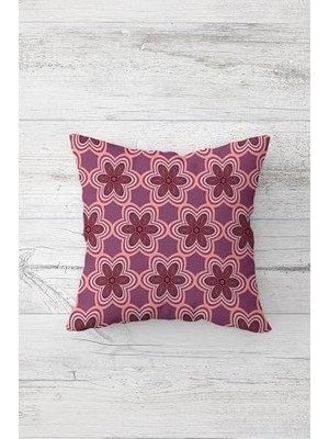 Prime Pelangi Çiçek Desenli Modern Çift Tarafı Baskılı Gizli Fermuarlı Yastık Kılıfı Kırlent Koltuk Yastık Kılıfı, Mor-Pembe 45 x 45, 24691239045451