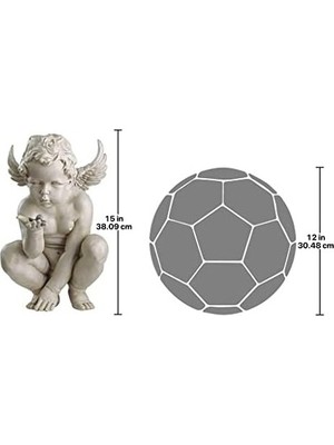 Prime EU4360 Life's Mysteries Cherub Bahçe Heykeli, 38 Cm, Poliresin, Antik Taş
