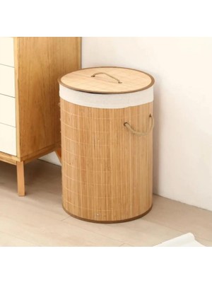 Prime Yuvarlak Bambu Çamaşır Sepeti, 60 L