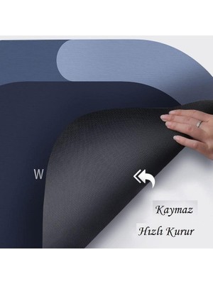 Prime Banyo Paspası Deri Taban Kaydırmaz Banyo Paspası (60 * 40) (Mavi)