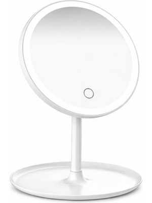 Prime 3 Işık Modlu LED Makyaj Aynası, Sarı, Beyaz ve Doğal Işık Seçenekli, Dokunmatik Sensörlü Açma,kapama, Ayarlanabilir Parlaklık, Masaüstü Kozmetik ve Bakım Aynası, Şık Modern Tasarım