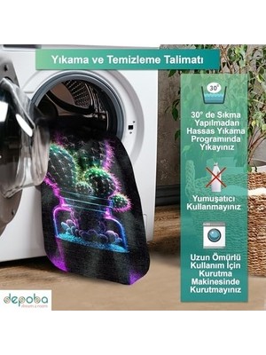 Prime Teta Kadife Kaymaz Pamuk Tabanlı Yıkanabilir Antibakteriyel Yuvarlak Mutfak Halısı 100X100