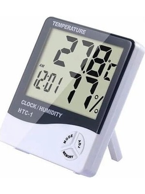 Dijital LCD Elektronik Alarm Saat Termometre Higrometre Hava Istasyonu Kapalı Alan Masa Saati Beyaz Siyah
