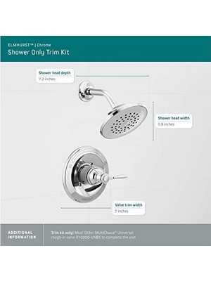 Prime PTT14265 Elmhurst Kiti Yalnızca Duş, Küvet Ağızlığı Yok, Krom