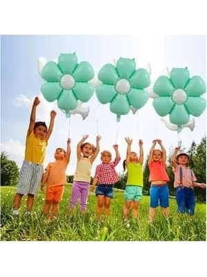 Prime Papatya Folyo Balon 77X66 cm Makaron Su Yeşili Parti Kutlama Seti