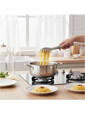 Prime Paslanmaz Çelik Makarna ve Salata Servis Maşası – Dayanıklı, Kaymaz Saplı, Çok Amaçlı Mutfak Servis Pensi – 21 cm