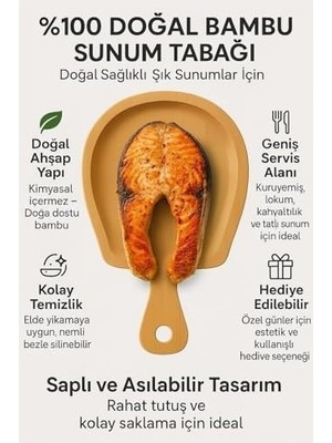 Karok Ticaret Bambu Sunum Tabağı – Saplı Ergonomik Tasarım, Doğal Ahşap, Çevre Dostu, Kahvaltı, Peynir, Meze ve Tatlı Sunumu Için Şık ve Dayanıklı