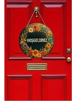 Prime Hoş Geldiniz Uv Baskı 3D Görünümlü Mdf Kapı Süsü | Askılı Silinebilir Dekoratif KS015,KS015 20 x