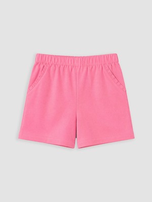 Lc Waikiki Yeni Sezon Pembe Beli Lastikli Poplin Kız Çocuk Şort