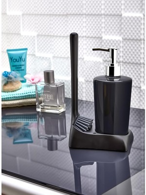 Store Armona Silikon Fırçalı Mutfak Banyo Sıvı Sabunluk Süngerlik Seti