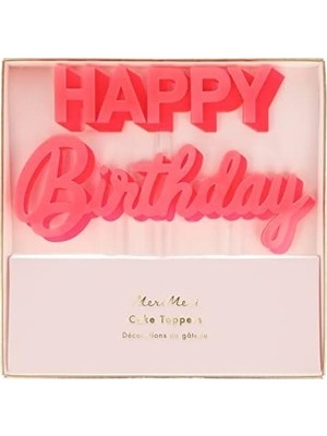 Prime Happy Birthday Pembe Akrilik Pasta Süsü