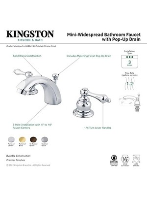 Prime GKB942AL Magellan Mini Yaygın Lavabo Bataryası Perakende Açılır, 4-7/16 Inç, Cilalı Pirinç