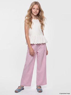 Lc Waikiki Yeni Sezon Pembe Kız Çocuk Poplin Pantolon