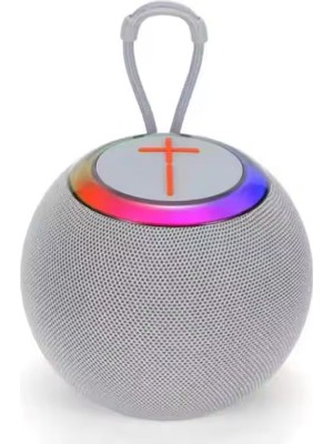 Coverzone Rgb Işıklı Kablosuz Bluetooth Speaker Şarjlı Ses Sistemi Iç ve Dış Mekan Kullanıma Uygun Evde Ofiste Kampda Tatilde Arabada Speaker 130MM x 125MM x 105MM 68D (Gri)