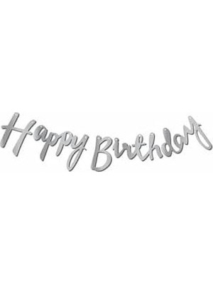 Prime Kaligrafi Banner Gümüş Happy Birthday, 8979867897875675