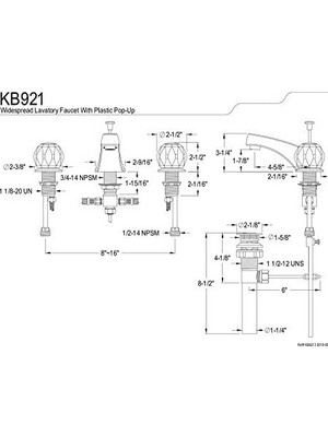 Prime KB921 Americana 8-Inç Ikiz Akrilik Saplı Lavabo Bataryası, Parlak Krom