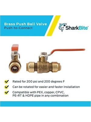 Prime 1/2 Inç Küresel Vana, Pirinç Tesisat Armatürü Bağlamak Için Itin, Su Kapatma, Pex Boru, Bakır, Cpvc, Pe-Rt, Hdpe, 22222-0000LFA