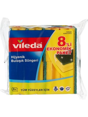 Prime 141127 Oluklu Bulaşık Süngeri, Yeşil, 8 Parça