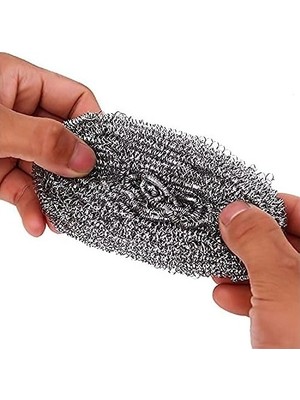 Prime Uzun Saplı Bulaşık Ovma Teli, 3 Adet, 20 cm Sap, Paslanmaz Çelik Tel, Yeşil