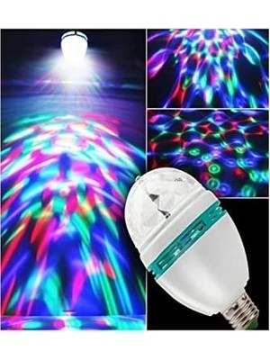 Prime Renkli Disko Ampulü Lambası E27 Duy LED Ampul Dönen Disco Topu