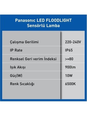 Prime LED Projektör Sensorlü, Beyaz Işık 10W 900LM 6500K