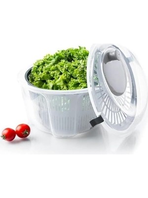 Pratik Salata Kurutucu – Çevirmeli Sebze & Marul Kurutma Kabı, 4,5 L Manuel Dönerli Yıkama ve Kurutma Leğeni, Suyu Ayıran Çok Fonksiyonlu Spinner