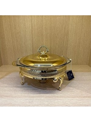 Prime Anne Altın Kaplama Isıtıcılı Yuvarlak Yemek Servis 29.5 x 23.5 x 19.5 cm