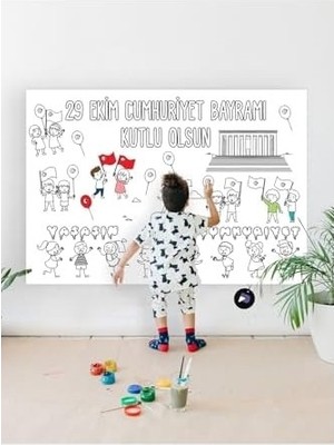 Prime (PSTER21294) 29 Ekim Cumhuriyet Bayramı Eğitici Dev Boyama Kağıdı, Çocuklar Için Aktivite Boyama Rulosu 90X130CM