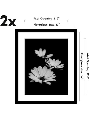 Prime 13X16 Resim Çerçevesi 2 Inç Siyah Set - Mat ile 10X13 Resim Çerçevesi Veya 13X16 Mat Olmayan Çerçeve Olarak Kullanın - Yatay Veya Dikey Ekran Için Pleksiglas Kapaklı Kolaj Resim