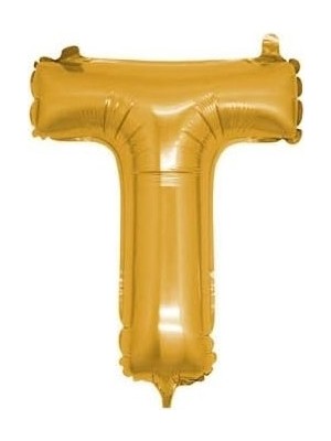 Prime - T Harfi Altın Folyo Balon 16 Inch 40 cm