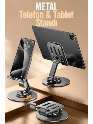 Prime Telefon Tutucu Masaüstü Telefon Tablet Standı Yüksek Kalite Metal Katlanabilir 360 Dönen Ayarlı S013