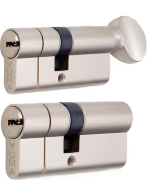 Prime | Ortak Anahtarlı Bilyalı Tuzaklı 2'li Set Kilit Göbeği, Mandallı - Mandalsız Set, Çelik Kapı Göbeği (68 Mm, Nikel)